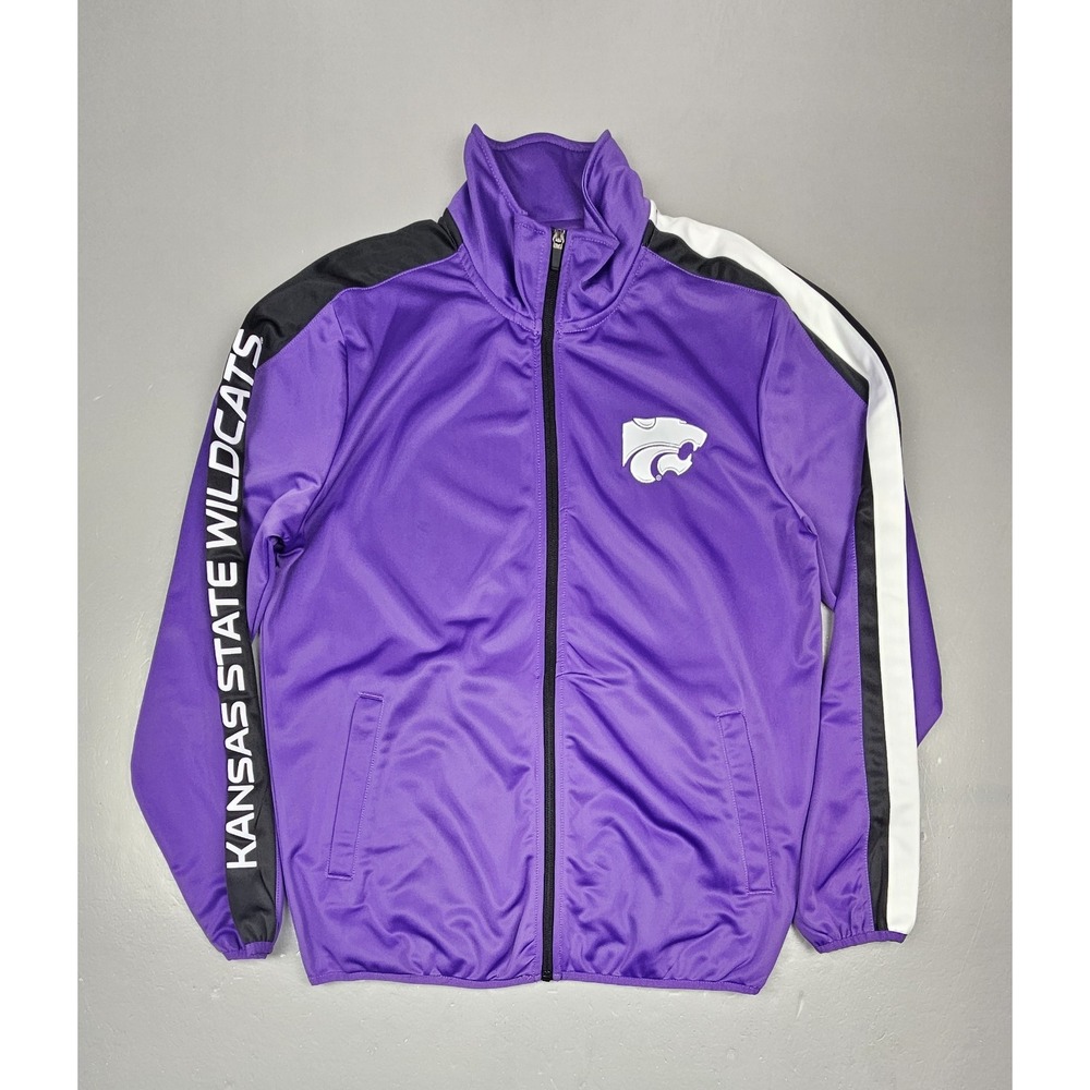 GIII K-State Wildcats Track Jacket Mens Medium. Purple Full-Zip Sleeve Spellout
